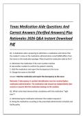 Texas Medication Aide Questions And &NewLine;Correct Answers &lpar;Verified Answers&rpar; Plus &NewLine;Rationales 2026 Q&A Instant Download &NewLine;Pdf 