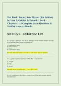 Test Bank&colon; Inquiry into Physics &lpar;8th Edition&rpar; by Vern J&period; Ostdiek & Donald J&period; Bord &ndash; Chapters 1-15 Complete Exam Questions & Verified Answers Bundle