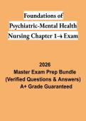Foundations of Psychiatric-Mental Health Nursing Chapters 1&ndash;4 Exam Study Guide 2026 &vert; PMH Nursing Review