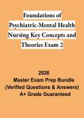 Foundations of Psychiatric-Mental Health Nursing Key Concepts & Theories Exam 2026 &vert; Study Guide