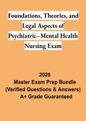 Foundations&comma; Theories & Legal Aspects of Psychiatric-Mental Health Nursing Exam 2026 &vert; Study Guide
