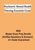 Psychiatric Mental Health Nursing Essentials Exam Study Guide 2026 &vert; Comprehensive PMH Nursing Review