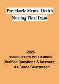 Psychiatric Mental Health Nursing Final Exam Study Guide 2026 &vert; Comprehensive PMH Nursing Review