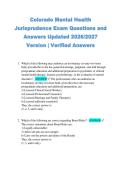 Colorado Mental Health &NewLine;Jurisprudence Exam Questions and &NewLine;Answers Updated 2026&sol;2027 &NewLine;Version &vert; Verified Answers 