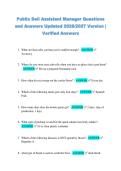 Publix Deli Assistant Manager Questions &NewLine;and Answers Updated 2026&sol;2027 Version &vert; &NewLine;Verified Answers 