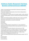 Healthcare Quality Management&comma; 2026&sol;2027&comma; Final Exam Questions and Revised Answers