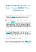 Medicare Certification Questions and &NewLine;Answers Updated 2026&sol;2027 Version &vert; &NewLine;Verified Answers 