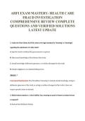 AHFI EXAM MASTERY&colon; HEALTH CARE&NewLine;FRAUD INVESTIGATION&NewLine;COMPREHENSIVE REVIEW COMPLETE&NewLine;QUESTIONS AND VERIFIED SOLUTIONS&NewLine;LATEST UPDATE