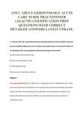 ANCC ADULT-GERONTOLOGY ACUTE&NewLine;CARE NURSE PRACTITIONER&NewLine;&lpar;AGACNP&rpar; CERTIFICATION PREP&NewLine;QUESTIONS WITH CORRECT&NewLine;DETAILED ANSWERS LATEST UPDATE&period;