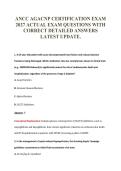 ANCC AGACNP CERTIFICATION EXAM&NewLine;2027 ACTUAL EXAM QUESTIONS WITH&NewLine;CORRECT DETAILED ANSWERS&NewLine;LATEST UPDATE&period;