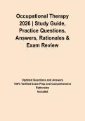 Occupational Therapy 2026 &vert; Study Guide&comma; Practice Questions&comma; Answers&comma; Rationales & Exam Review