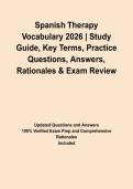 Spanish Therapy Vocabulary 2026 &vert; Study Guide&comma; Key Terms&comma; Practice Questions&comma; Answers&comma; Rationales & Exam Review