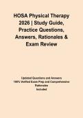 HOSA Physical Therapy 2026 &vert; Study Guide&comma; Practice Questions&comma; Answers&comma; Rationales & Exam Review