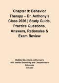 Chapter 9&colon; Behavior Therapy &ndash; Dr&period; Anthony&rsquo;s Class 2026 &vert; Study Guide&comma; Practice Questions&comma; Answers&comma; Rationales & Exam Review&NewLine;&NewLine;