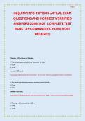 INQUIRY INTO PHYSICS ACTUAL EXAM QUESTIONS AND CORRECT VERIFIED ANSWERS 2026&sol;2027 COMPLETE TEST BANK &vert; A&plus; GUARANTEED PASS &lpar;MOST RECENT&excl;&excl;&rpar;
