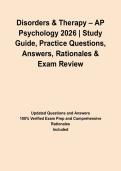 Disorders & Therapy &ndash; AP Psychology 2026 &vert; Study Guide&comma; Practice Questions&comma; Answers&comma; Rationales & Exam Review&NewLine;&NewLine;