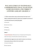 WGU D333 ETHICS IN TECHNOLOGY -&NewLine;COMPREHENSIVE FINAL EXAM STUDY&NewLine;GUIDE QUESTIONS AND CORRECT&NewLine;ANSWERS ALREADY GRADED A&plus;