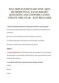 WGU D695 ELEMENTARY FINE ARTS&NewLine;METHODS FINAL EXAM 2026&sol;2027&NewLine;QUESTIONS AND ANSWERS LATEST&NewLine;UPDATE THIS YEAR - JUST RELEASED