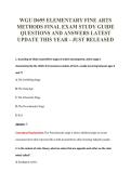 WGU D695 ELEMENTARY FINE ARTS&NewLine;METHODS FINAL EXAM STUDY GUIDE&NewLine;QUESTIONS AND ANSWERS LATEST&NewLine;UPDATE THIS YEAR - JUST RELEASED