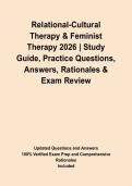 Relational-Cultural Therapy & Feminist Therapy 2026 &vert; Study Guide&comma; Practice Questions&comma; Answers&comma; Rationales & Exam Review