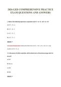 2026 GED COMPREHENSIVE PRACTICE&NewLine;EXAM QUESTIONS AND ANSWERS