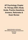 AP Psychology Chapter 16&colon; Therapy 2026 &vert; Study Guide&comma; Practice Questions&comma; Answers&comma; Rationales & Exam Review&NewLine;&NewLine;