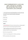 GED COMPREHENSIVE LANGUAGE&NewLine;ARTS AND SOCIAL STUDIES&NewLine;ADVANCED PRACTICE EXAM&NewLine;QUESTIONS AND ANSWERS