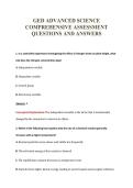 GED ADVANCED SCIENCE&NewLine;COMPREHENSIVE ASSESSMENT&NewLine;QUESTIONS AND ANSWERS