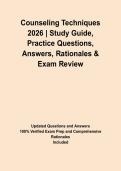 Counseling Techniques 2026 &vert; Study Guide&comma; Practice Questions&comma; Answers&comma; Rationales & Exam Review
