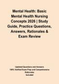 Mental Health&colon; Basic Mental Health Nursing Concepts 2026 &vert; Study Guide&comma; Practice Questions&comma; Answers&comma; Rationales & Exam Review