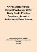 AP Psychology Unit 8&colon; Clinical Psychology 2026 &vert; Study Guide&comma; Practice Questions&comma; Answers&comma; Rationales & Exam Review&NewLine;&NewLine;