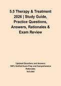 5&period;5 Therapy & Treatment 2026 &vert; Study Guide&comma; Practice Questions&comma; Answers&comma; Rationales & Exam Review&NewLine;&NewLine;