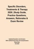 Specific Disorders&comma; Treatments & Therapy 2026 &vert; Study Guide&comma; Practice Questions&comma; Answers&comma; Rationales & Exam Review&NewLine;