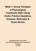 Week 1&colon; Group Therapies & Physiological Treatments 2026 &vert; Study Guide&comma; Practice Questions&comma; Answers&comma; Rationales & Exam Review&NewLine;&NewLine;