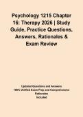 Psychology 1215 Chapter 16&colon; Therapy 2026 &vert; Study Guide&comma; Practice Questions&comma; Answers&comma; Rationales & Exam Review