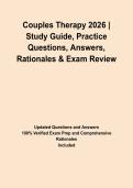 Couples Therapy 2026 &vert; Study Guide&comma; Practice Questions&comma; Answers&comma; Rationales & Exam Review