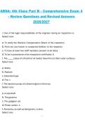 ABSA 4th Class Part B&comma; 2026&sol;2027&comma; Comprehensive Exam 4 Review Questions and Revised Answers