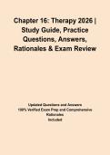 Chapter 16&colon; Therapy 2026 &vert; Study Guide&comma; Practice Questions&comma; Answers&comma; Rationales & Exam Review