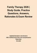 Family Therapy 2026 &vert; Study Guide&comma; Practice Questions&comma; Answers&comma; Rationales & Exam Review
