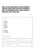 NUR 152 GLUCOSE REGULATION DIABETES&NewLine;MEDICATIONS QUESTIONS AND ANSWERS &vert;&NewLine;NUR 152 PHARMACOLOGY STUDY GUIDE &&NewLine;PRACTICE TEST 2026&sol;2027
