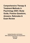 Comprehensive Therapy & Treatment Methods in Psychology 2026 &vert; Study Guide&comma; Practice Questions&comma; Answers&comma; Rationales & Exam Review