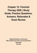 &NewLine;Chapter 12&colon; Feminist Therapy 2026 &vert; Study Guide&comma; Practice Questions&comma; Answers&comma; Rationales & Exam Review
