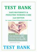 Test Bank for Safe Maternity & Pediatric Nursing Care 2nd Edition by Luanne Linnard-Palmer & Gloria Haile Coats &vert; Latest Updated &vert;Complete Practice Questions with Answers