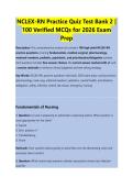 NCLEX RN EXAM STUDY GUIDE 2026&sol;2027 &vert; COMPREHENSIVE NURSING PRACTICE QUESTIONS&comma; DETAILED ANSWERS AND COMPLETE NCLEX EXAM PREPARATION