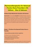 PHARMACOTHERAPEUTICS FOR ADVANCED PRACTICE NURSE PRESCRIBERS STUDY GUIDE 2026&sol;2027 &vert; COMPLETE PRACTICE QUESTIONS&comma; DETAILED ANSWERS AND ADVANCED NURSING EXAM PREP
