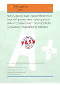 NURS 5433 Final exam  2 comprehensive test &NewLine;bank with 400 real exam review questions &NewLine;and correct answers with rationales&sol; NURS &NewLine;5433 Family 2 Final exam prep test bank 