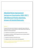 Maryland Home Improvement Salesperson Examination 2026&ndash;2027 &vert; 100 Advanced Practice Questions&comma; Answers & Detailed Rationales &vert; Complete Exam Prep Study Guide