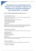 CALIFORNIA PSI LIFE INSURANCE EXAM 2026&sol;2027 &vert; LIFE&comma; ACCIDENT & HEALTH &vert; 100 VERIFIED Q&A &vert; DETAILED RATIONALES &vert; PASS GUARANTEED &ndash; A&plus; GRADED
