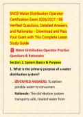 SNCB Water Distribution Operator &NewLine;Certification Exam 2026&sol;2027&colon; 100 &NewLine;Verified Questions&comma; Detailed Answers&comma; &NewLine;and Rationales &ndash; Download and Pass &NewLine;Your Exam with This Complete Latest &NewLine;Study Guide