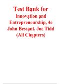 Test Bank for Innovation and Entrepreneurship&comma; 4th Edition by John R&period; Bessant & Joe Tidd &vert; All Chapters 1&ndash;18 Complete &vert; Questions & Answers &vert; 2027